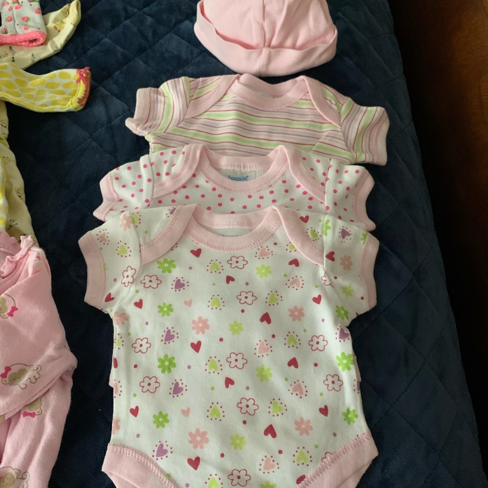 Pink Floral Baby Onesie Set